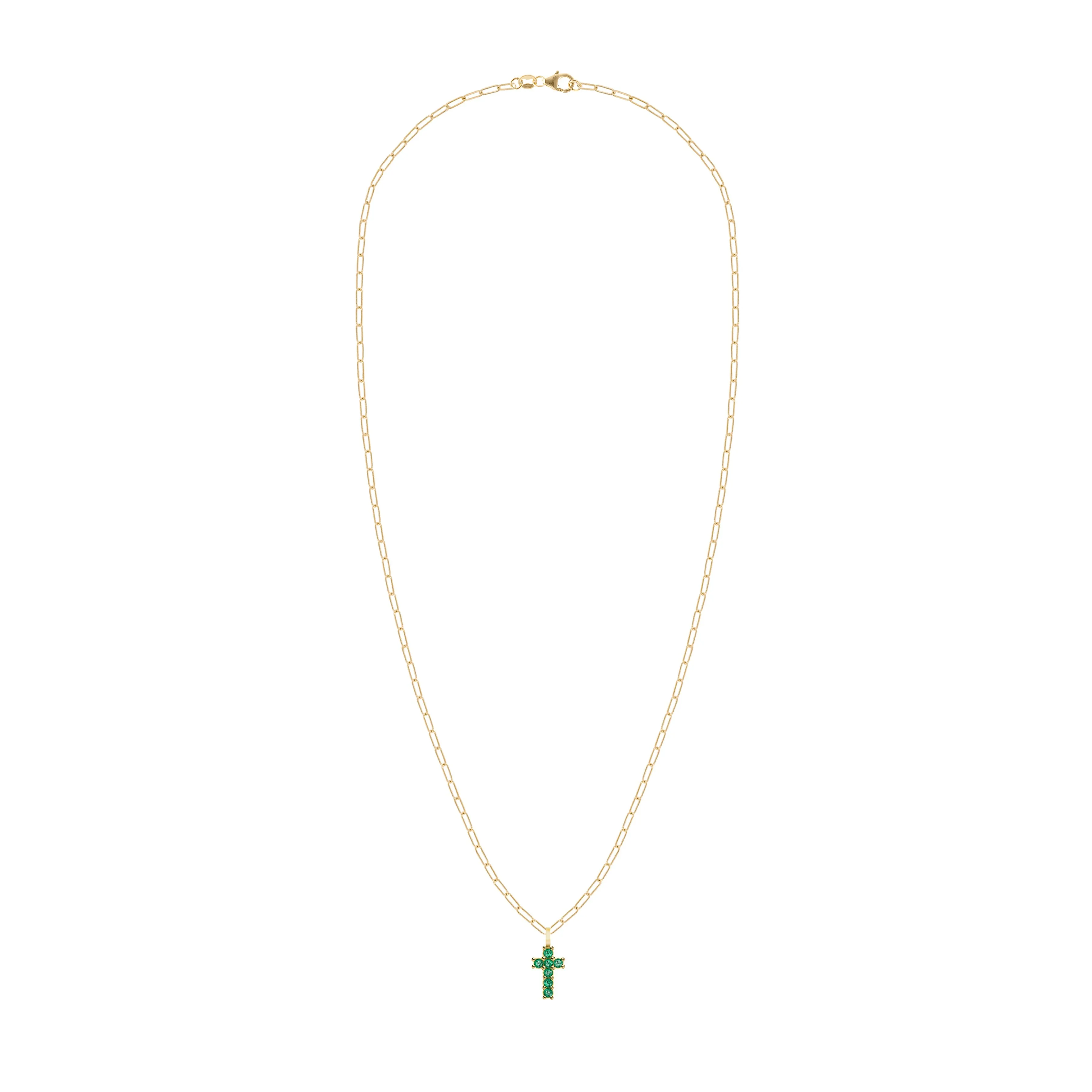 Rosecliff Small Cross Emerald Pendant in 14k Gold (May) sold by Haverhill product image thumbnail 4