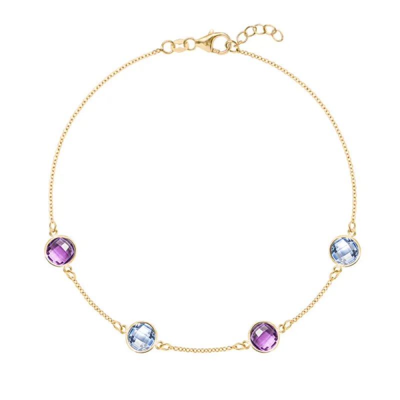 Personalized Grand 4 Birthstone Bracelet in 14k Gold sold by Haverhill