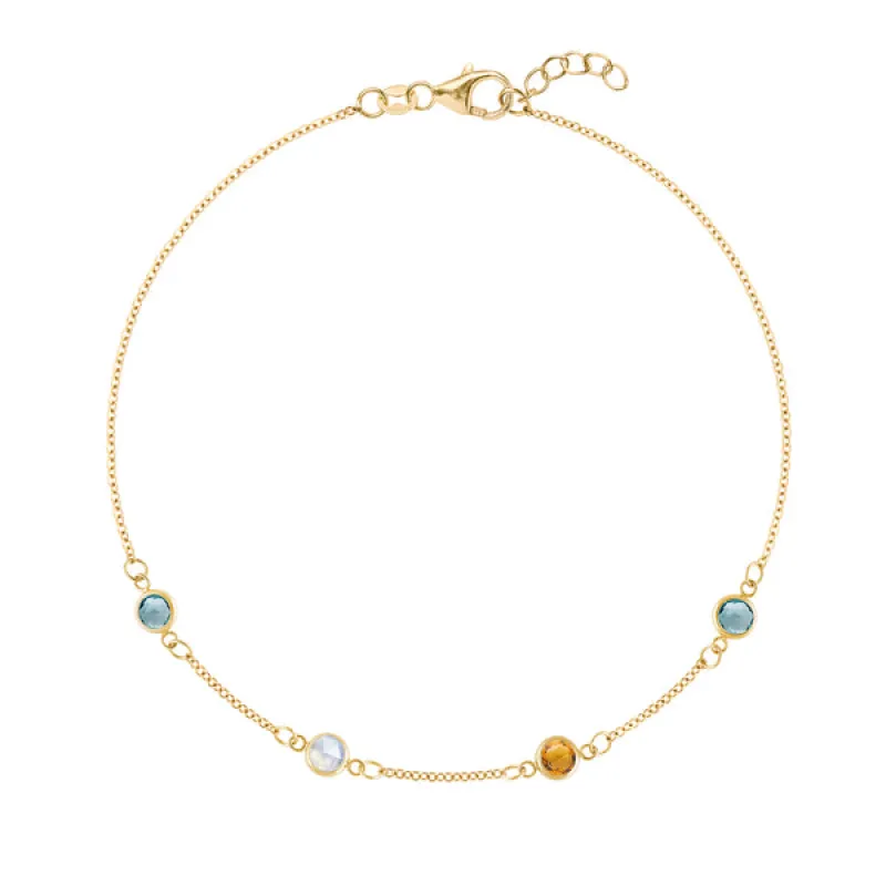 Personalized Classic 4 Birthstone Bracelet in 14k Gold sold by Haverhill