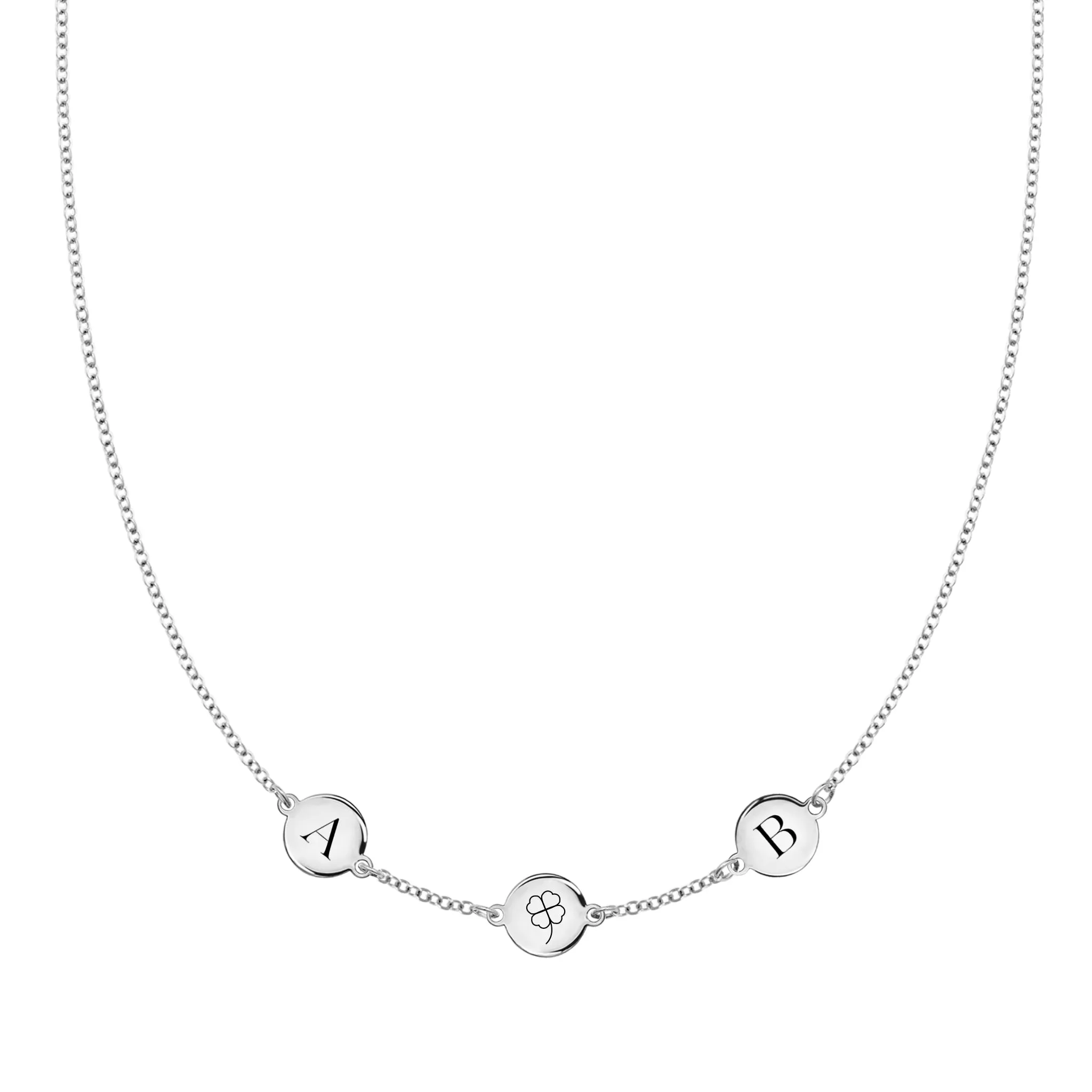 Personalized Clover Disc & 2 Letter Necklace in 14k Gold sold by Haverhill product image thumbnail 4
