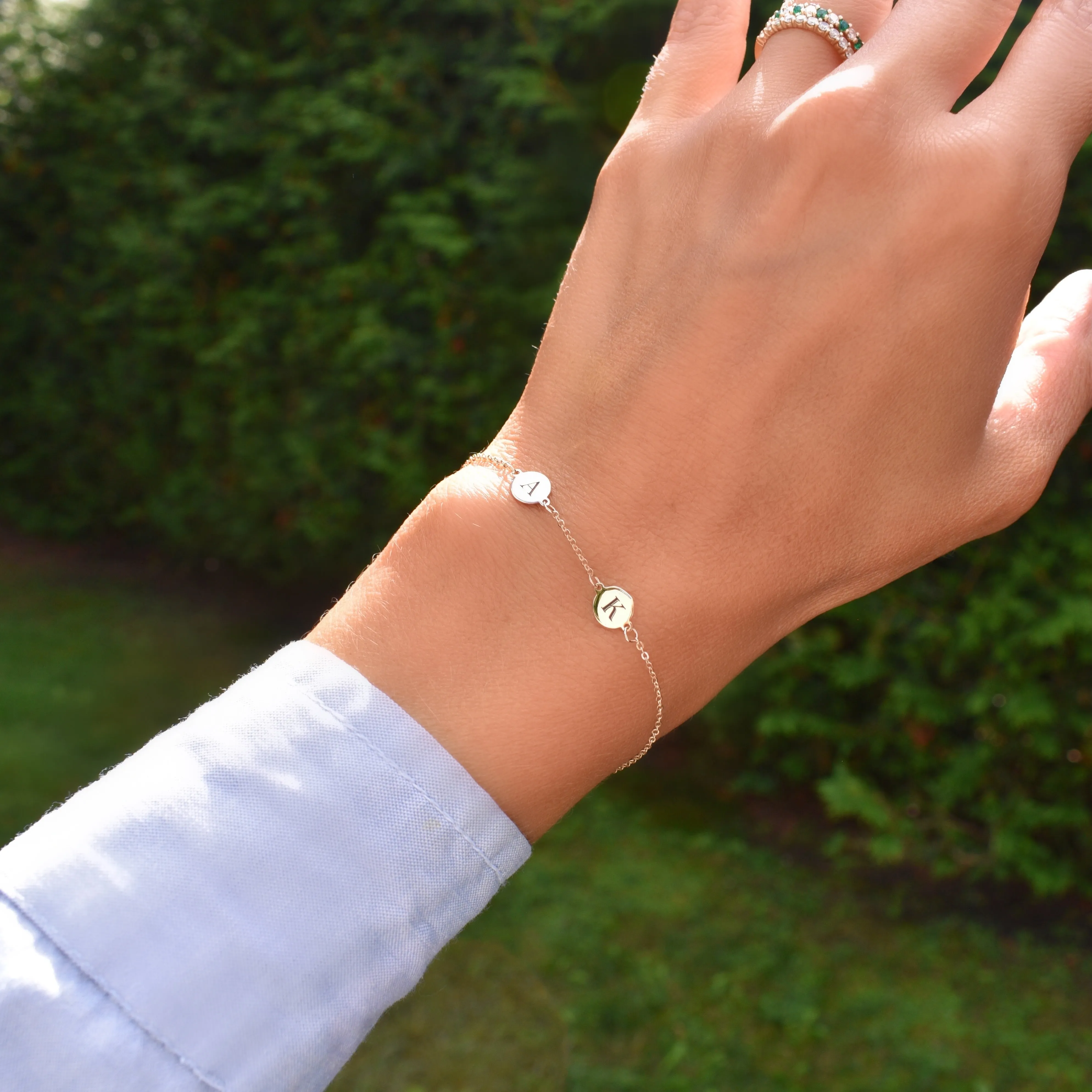 Personalized 2 Letter Bracelet in 14k Gold sold by Haverhill product image thumbnail 2