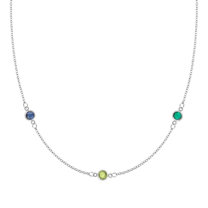 Personalized Classic 3 Birthstone Necklace in 14k Gold sold by Haverhill