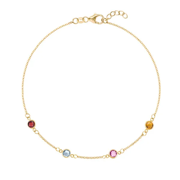 Personalized Classic 4 Birthstone Bracelet in 14k Gold sold by Haverhill