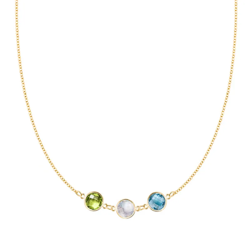 Personalized Grand 3 Connected Birthstone Necklace in 14k Gold sold by Haverhill