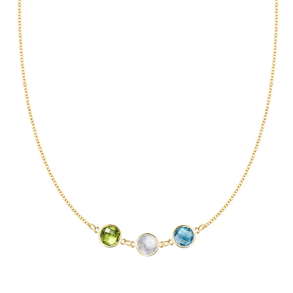 Personalized Grand 3 Connected Birthstone Necklace in 14k Gold sold by Haverhill