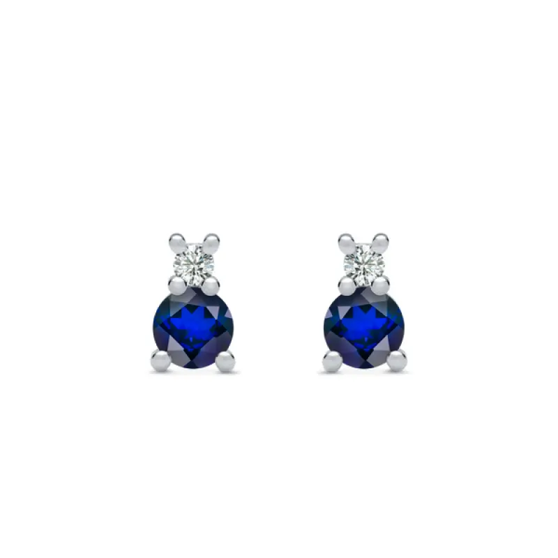 Personalized Greenwich Solitaire Birthstone & Diamond Earrings in 14k Gold sold by Haverhill