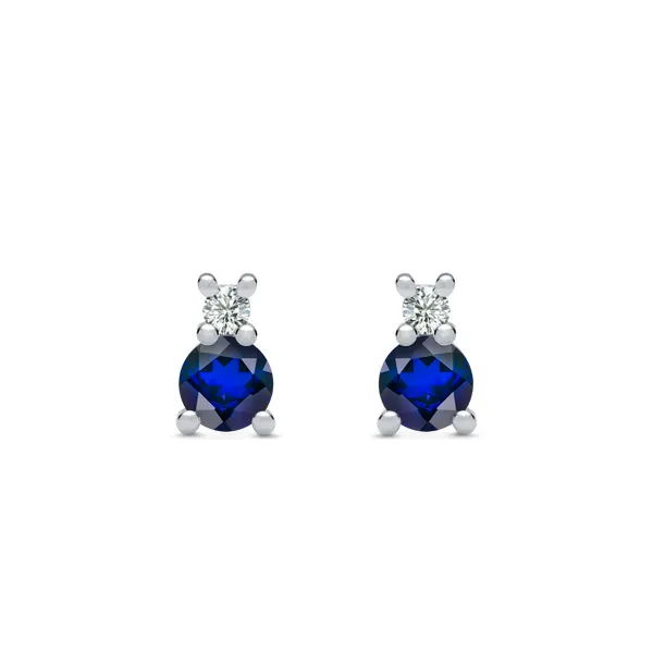 Personalized Greenwich Solitaire Birthstone & Diamond Earrings in 14k Gold sold by Haverhill