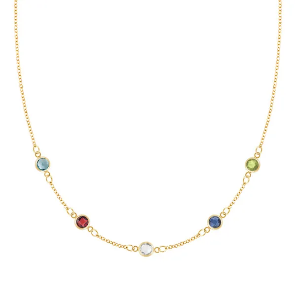 Personalized Classic 5 Birthstone Necklace in 14k Gold sold by Haverhill