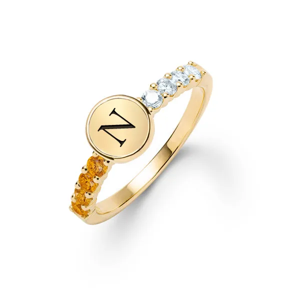 Personalized Rosecliff Letter Ring in 14k Gold sold by Haverhill