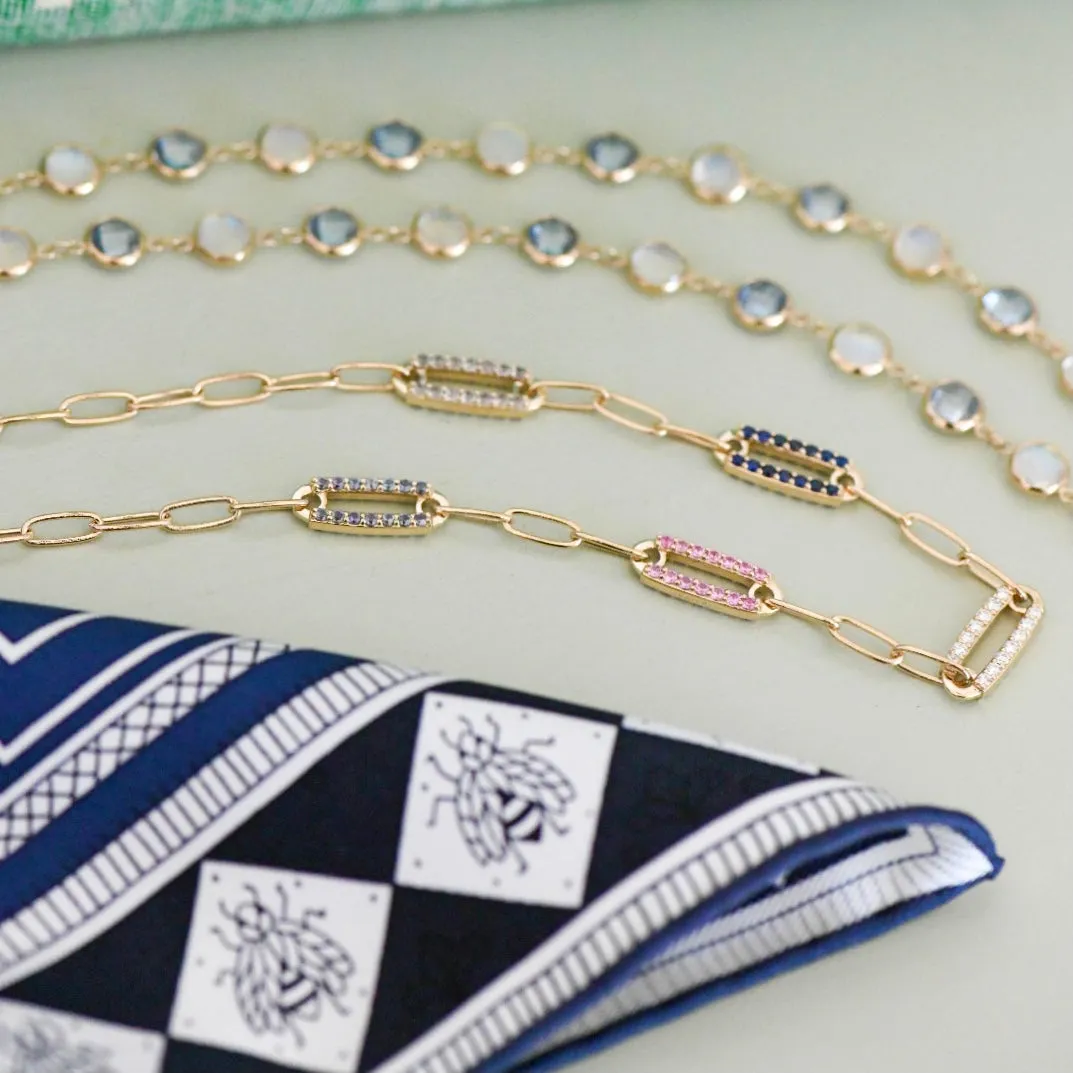 Personalized Adelaide 5 Pavé Birthstone Link Necklace in 14k Gold sold by Haverhill product image thumbnail 3