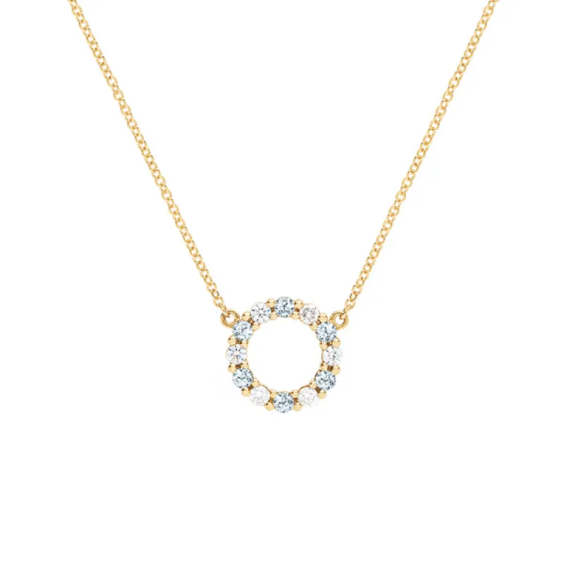 Personalized Rosecliff Small Circle Birthstone Necklace in 14k Gold sold by Haverhill
