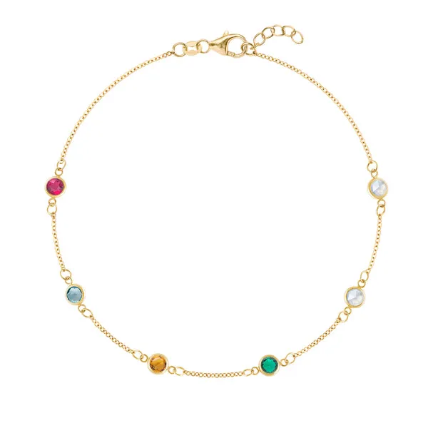 Personalized Classic 6 Birthstone Bracelet in 14k Gold sold by Haverhill