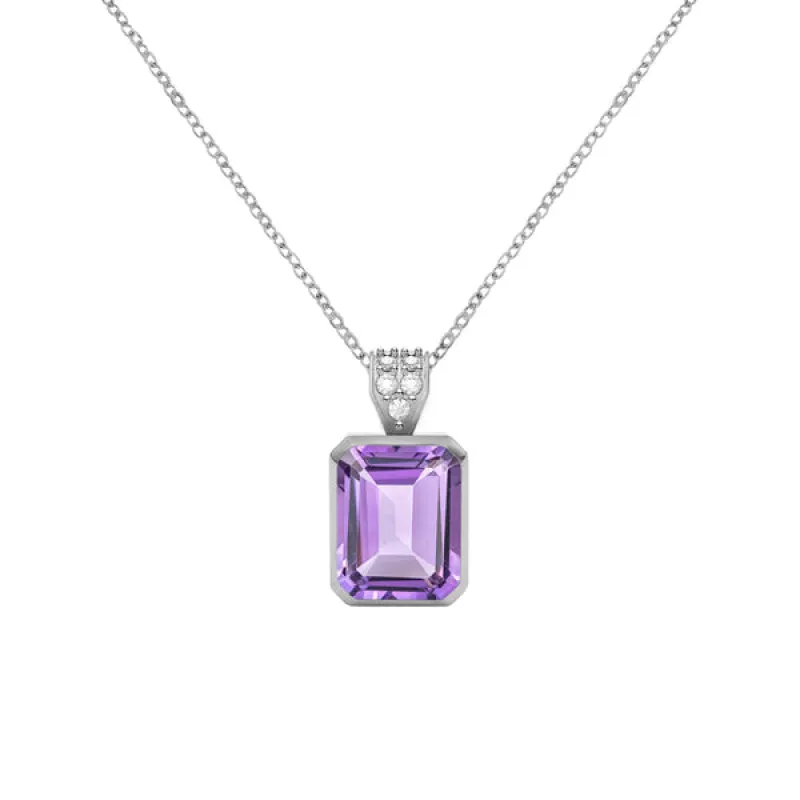 Warren Amethyst Pendant with Diamond Bale in 14k Gold (February) sold by Haverhill
