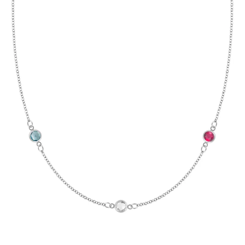 Personalized Classic 3 Birthstone Necklace in 14k Gold sold by Haverhill
