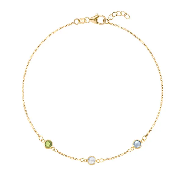 Personalized Classic 3 Birthstone Bracelet in 14k Gold sold by Haverhill