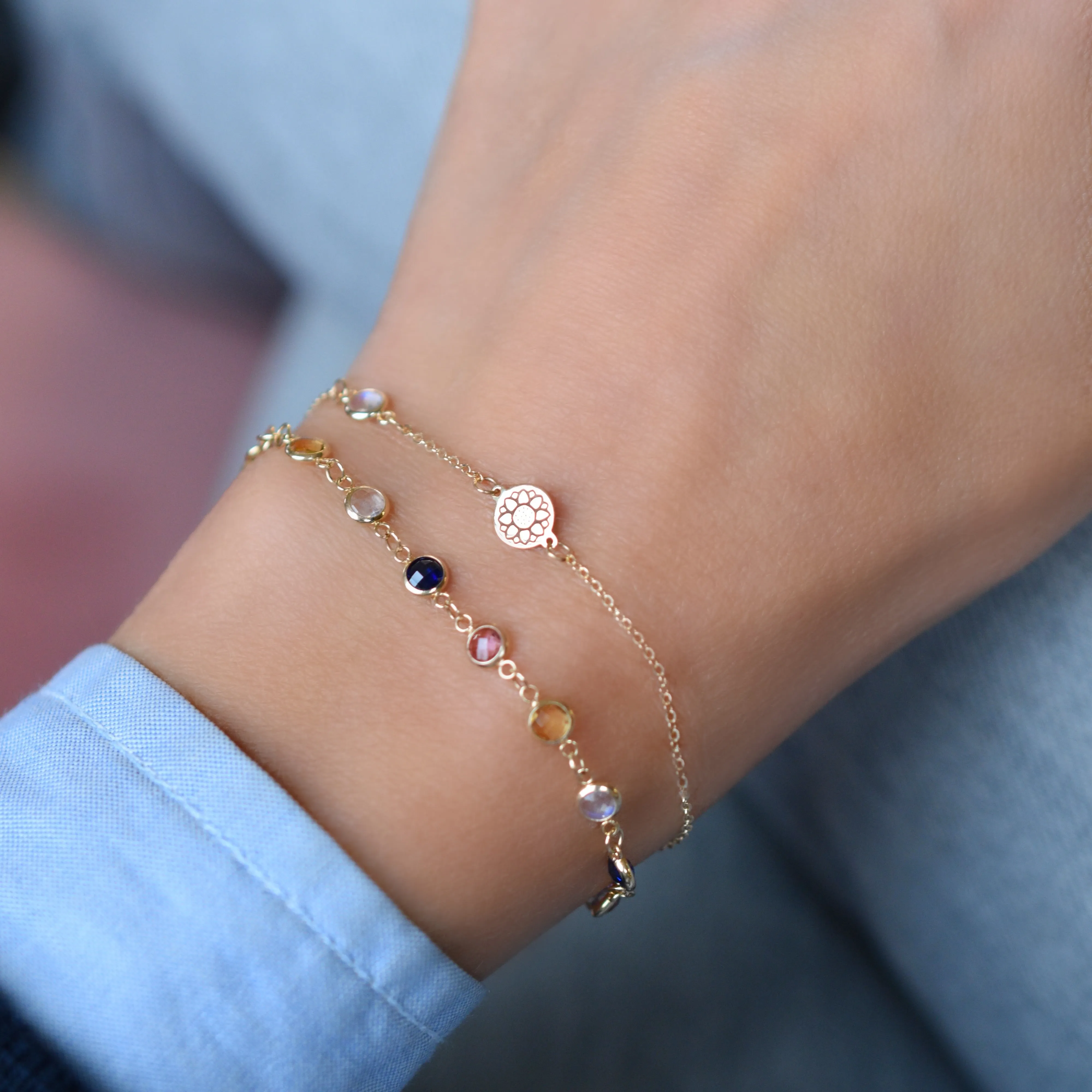 Personalized Solidarity Disc & Classic 1 Birthstone Bracelet in 14k Gold sold by Haverhill product image thumbnail 2