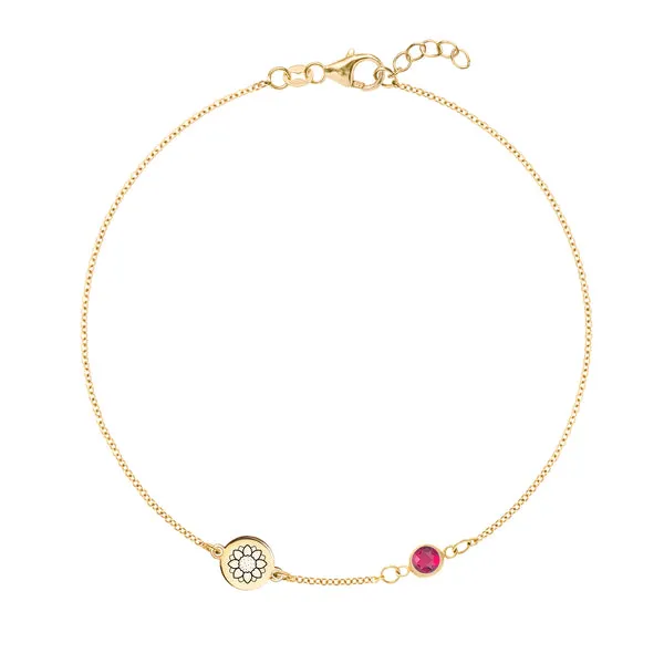 Personalized Solidarity Disc & Classic 1 Birthstone Bracelet in 14k Gold sold by Haverhill
