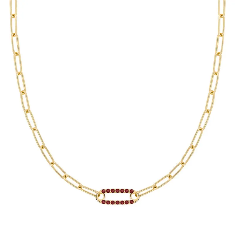 Personalized Adelaide 1 Pavé Birthstone Link Necklace in 14k Gold sold by Haverhill