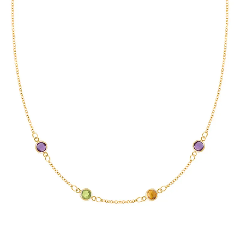 Personalized Classic 4 Birthstone Necklace in 14k Gold sold by Haverhill