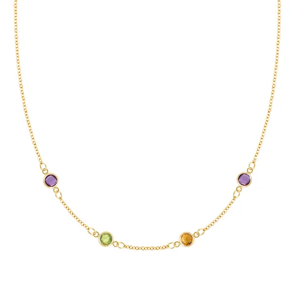 Personalized Classic 4 Birthstone Necklace in 14k Gold sold by Haverhill