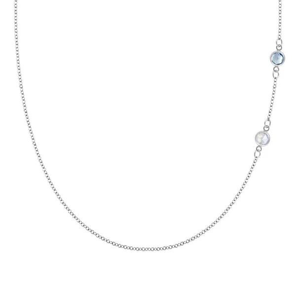 Personalized Classic 2 Birthstone Necklace in 14k Gold sold by Haverhill