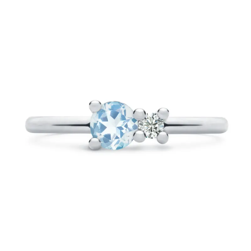 Personalized Greenwich Solitaire Birthstone & Diamond Ring in 14k Gold sold by Haverhill