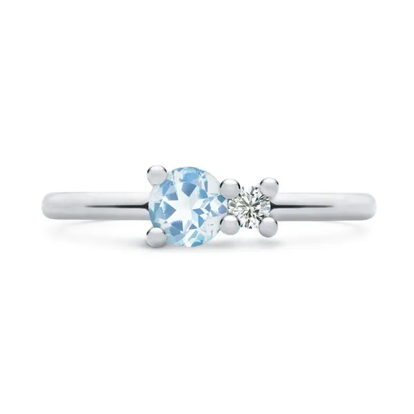 Personalized Greenwich Solitaire Birthstone & Diamond Ring in 14k Gold sold by Haverhill