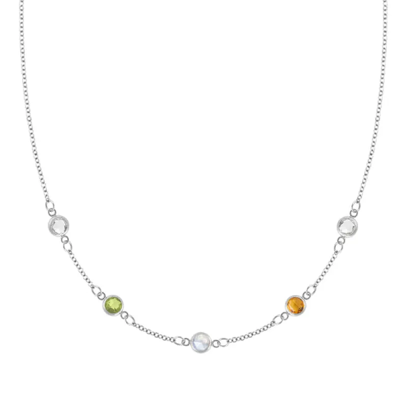 Personalized Classic 5 Birthstone Necklace in 14k Gold sold by Haverhill