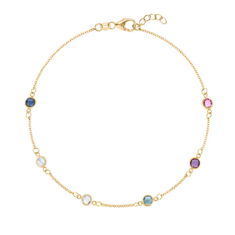 Personalized Classic 6 Birthstone Bracelet in 14k Gold sold by Haverhill