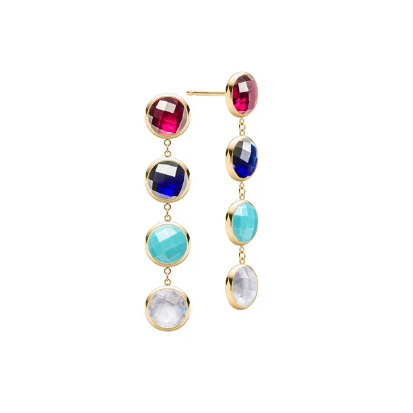 Personalized Grand 4 Birthstone Earrings in 14k Gold sold by Haverhill