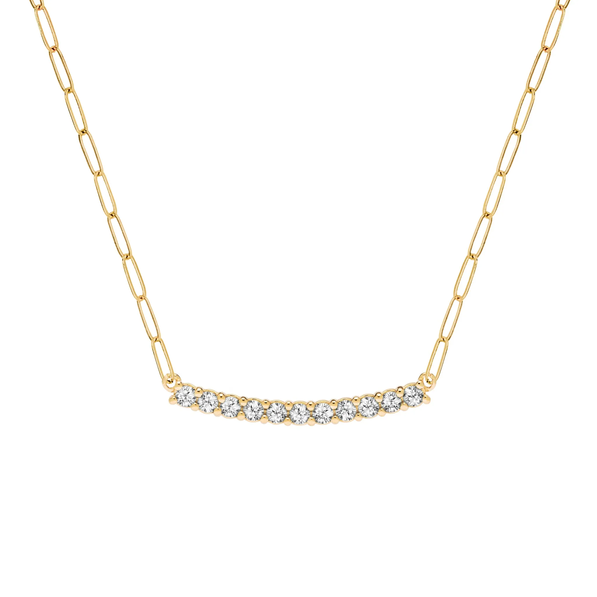 Rosecliff White Topaz Bar Adelaide Mini Necklace in 14k Gold (April) sold by Haverhill