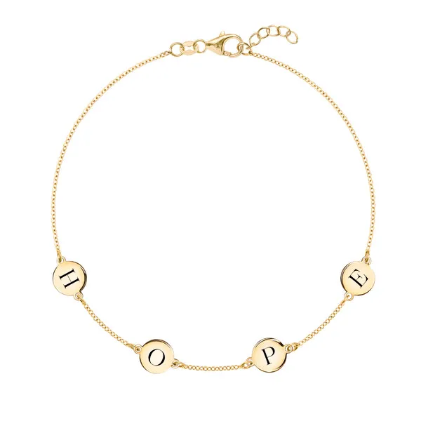 Personalized 4 Letter Bracelet in 14k Gold sold by Haverhill