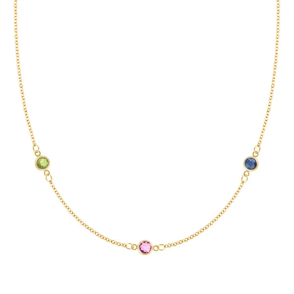 Personalized Classic 3 Birthstone Necklace in 14k Gold sold by Haverhill