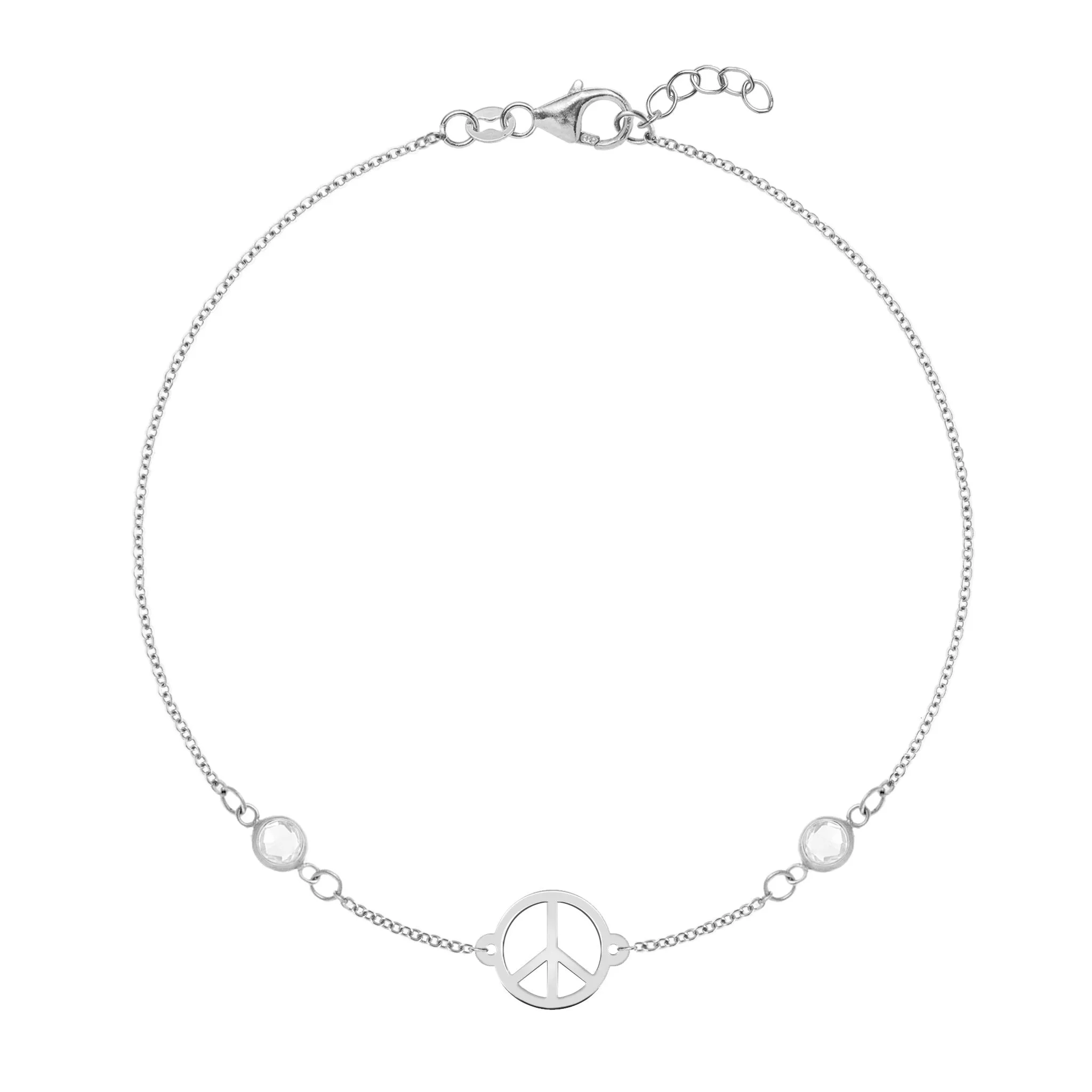 Personalized Peace Sign & 2 Birthstone Bracelet in 14k Gold sold by Haverhill product image thumbnail 4