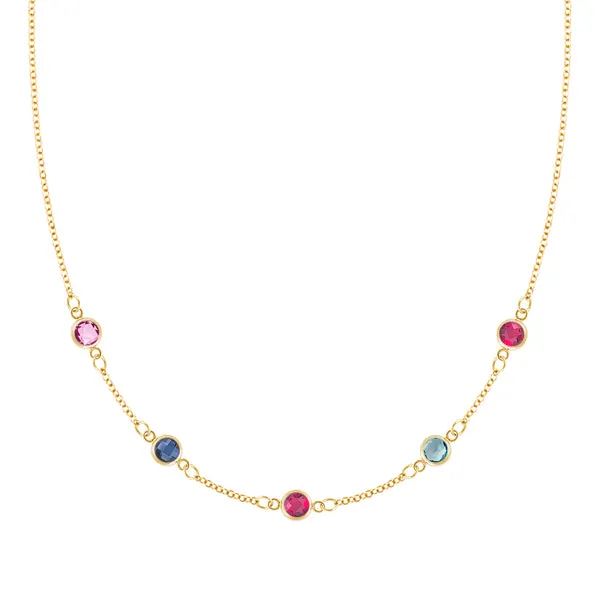 Personalized Classic 5 Birthstone Necklace in 14k Gold sold by Haverhill