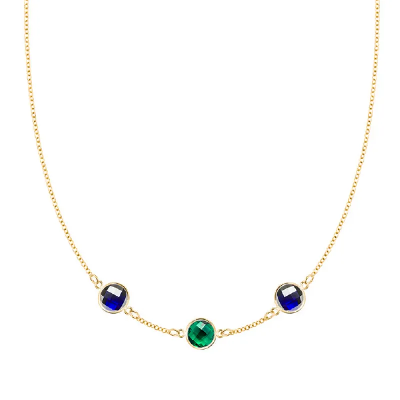 Personalized Grand 3 Birthstone Necklace in 14k Gold sold by Haverhill