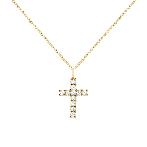 Rosecliff Cross Diamond Pendant in 14k Gold (April) sold by Haverhill