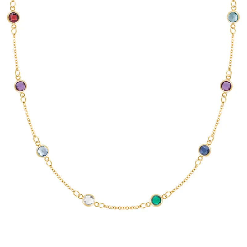 Personalized Classic 8 Birthstone Necklace in 14k Gold sold by Haverhill