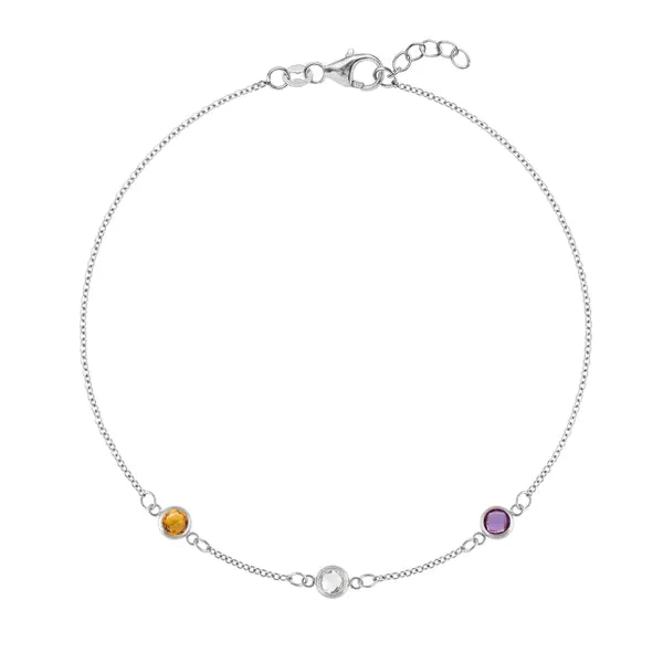 Personalized Classic 3 Birthstone Bracelet in 14k Gold sold by Haverhill