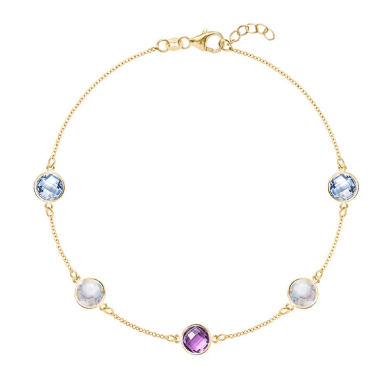 Personalized Grand 5 Birthstone Bracelet in 14k Gold sold by Haverhill