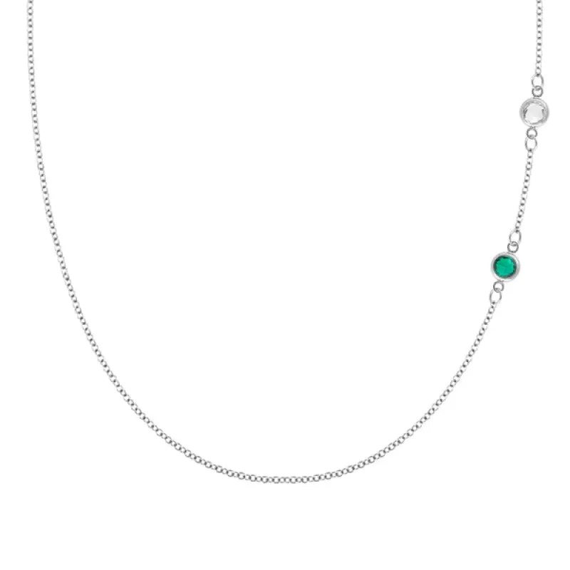 Personalized Classic 2 Birthstone Necklace in 14k Gold sold by Haverhill