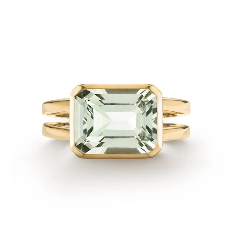 Warren Horizontal Green Amethyst Ring in 14k Gold (February) sold by Haverhill