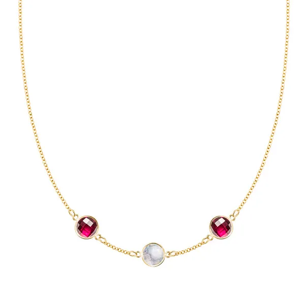 Personalized Grand 3 Birthstone Necklace in 14k Gold sold by Haverhill