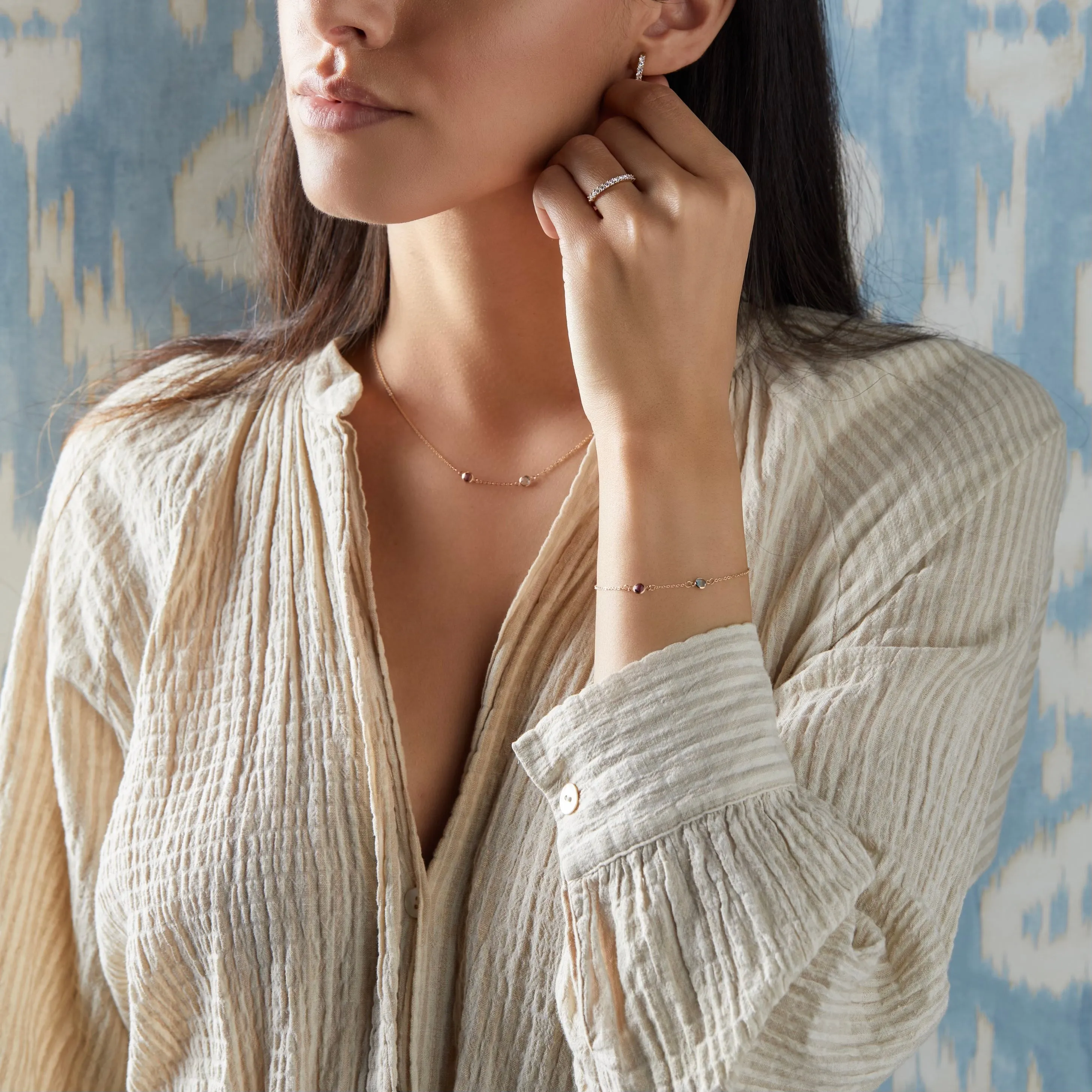 Personalized Classic 2 Birthstone Necklace in 14k Gold (Centered) sold by Haverhill product image thumbnail 2