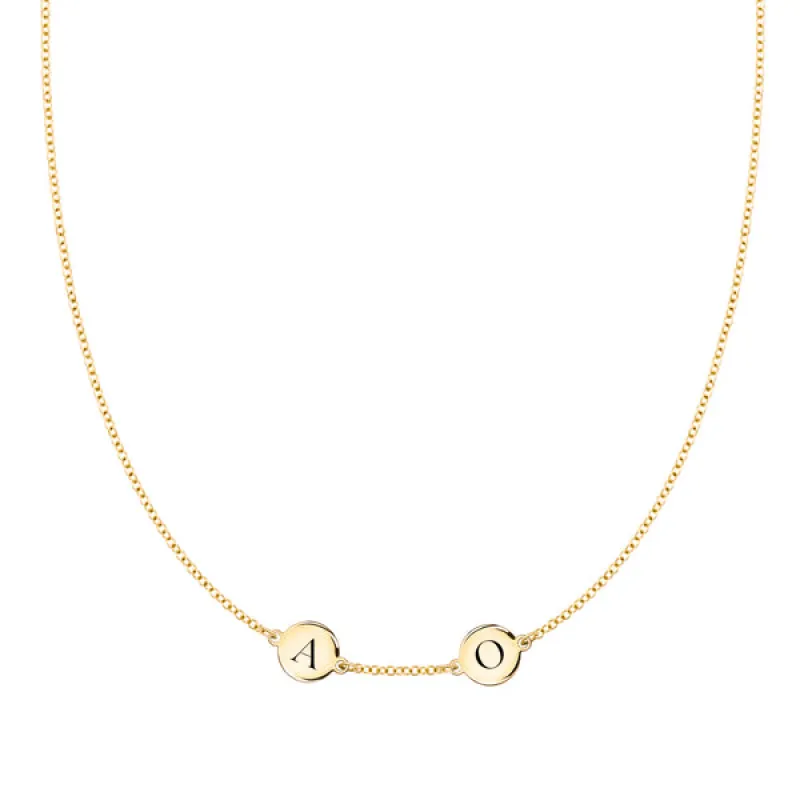 Personalized 2 Letter Necklace in 14k Gold (Single Spacing) sold by Haverhill