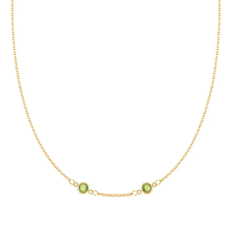 Personalized Classic 2 Birthstone Necklace in 14k Gold (Centered) sold by Haverhill