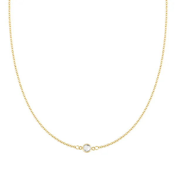 Personalized Classic 1 Birthstone Necklace in 14k Gold sold by Haverhill