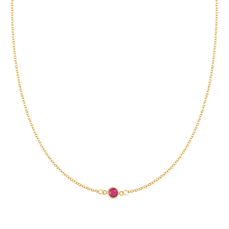 Personalized Classic 1 Birthstone Necklace in 14k Gold sold by Haverhill