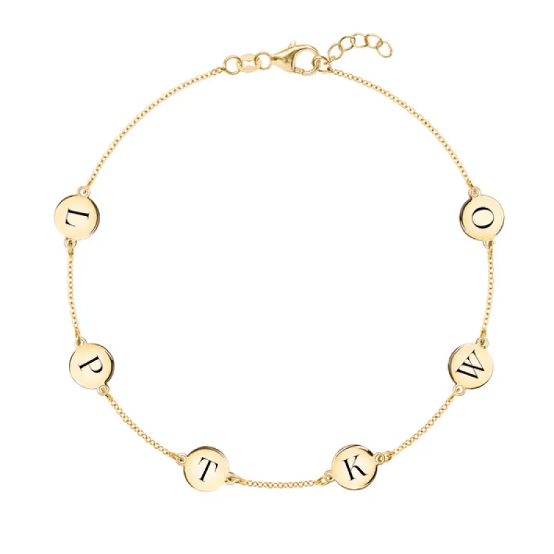 Personalized 6 Letter Bracelet in 14k Gold sold by Haverhill