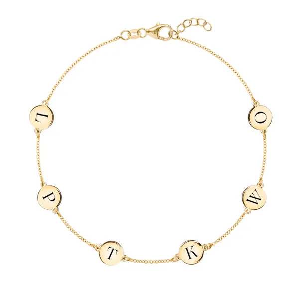 Personalized 6 Letter Bracelet in 14k Gold sold by Haverhill